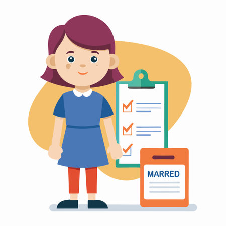 Young Girl Contemplating Marital Status and Future Possibilities with Notepad and Penのイラスト素材