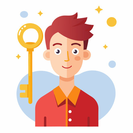 Young Man Expresses Deep Emotional Connection with Warm Golden Glowのイラスト素材