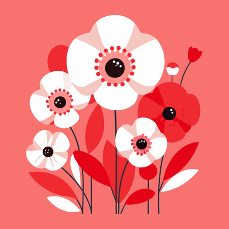 Vibrant Poster with Rich Floral Design, Greeting Card, and Invitation Postcard (3)のイラスト素材