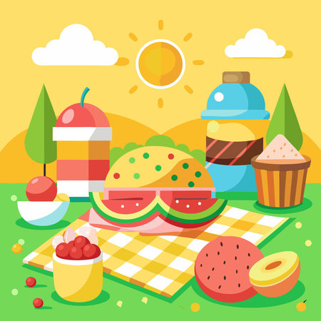Enchanting Picnic Party Poster Graphic Element for Your Websiteのイラスト素材