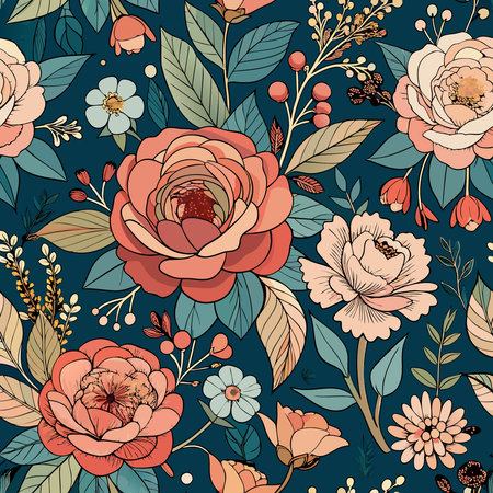 Enchanting Vintage Floral Pattern Concept with Seamless Repeatのイラスト素材