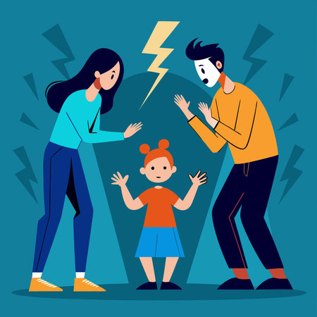 Angry Parents Confronting Their Child: A Tense Family Momentのイラスト素材