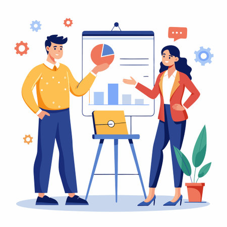 Business Professionals Presenting to Colleagues in a Corporate Settingのイラスト素材