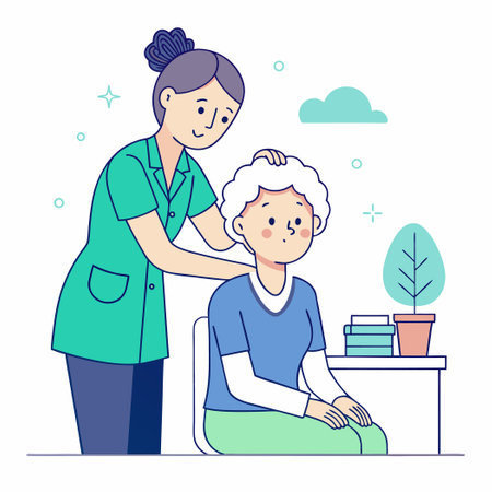 Alzheimer's Patient Receiving Care from Medical Professionalのイラスト素材