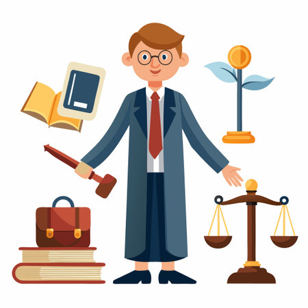 Man Violating the Law During Courtroom Trialのイラスト素材