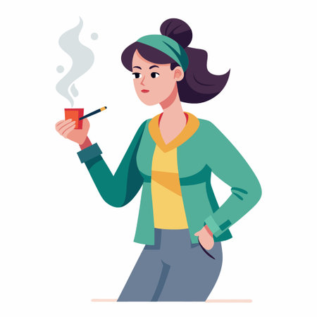 Young Girl Smoking in Designated Smoking Area, Raglan, New Zealandのイラスト素材