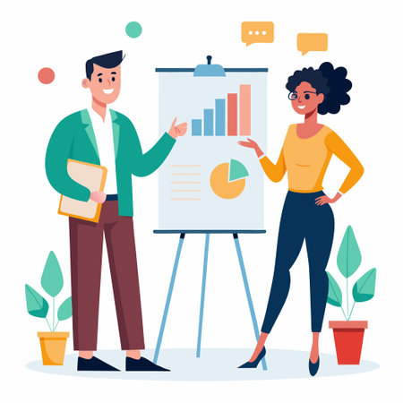 Business Professionals Presenting Collaborative Project with Confidenceのイラスト素材