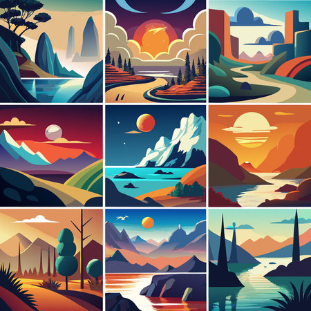 Abstract Landscape Posters: A Set of Contemporary Art Inspired by Conte Crayon