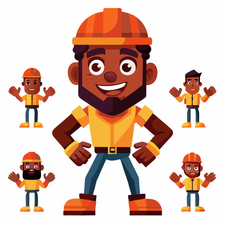 Diverse Young African Male Model in Various Posesのイラスト素材