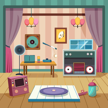 Elegant Ballet Studio Interior with Pristine Background and Ample Spaceのイラスト素材