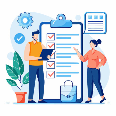 Business Appointment Meeting between Man and Woman at Officeのイラスト素材