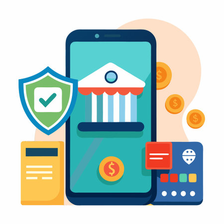 Secure Banking Transactions on Your Smartphone via Mobile Banking Appのイラスト素材