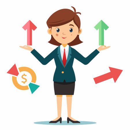 Empowered Woman Entrepreneur Navigating Business Decisionsのイラスト素材