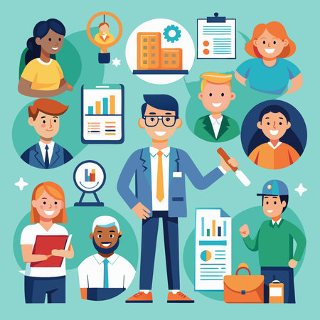 Everyday Work Life: Diverse Scenes of Workers in Various Jobsのイラスト素材