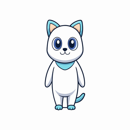 Adorable Standing Ghost Cat Cartoon Vector Illustrationのイラスト素材