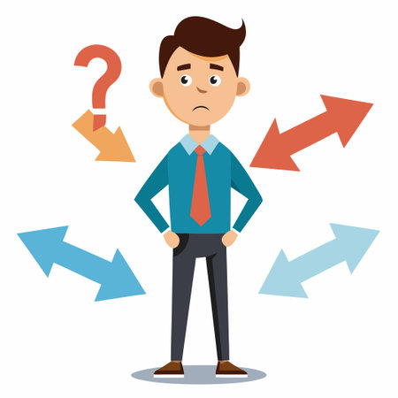 Man Contemplating Business Decision at Crossroadsのイラスト素材