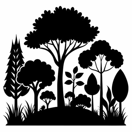 Striking Black and White Nature Photography of Realistic Treesのイラスト素材