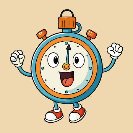 Cartoon Stopwatch Icon with Animated Timer Illustrationのイラスト素材