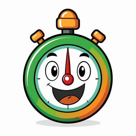 Animated Cartoon Illustration of a Stopwatch Timerのイラスト素材