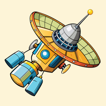 Futuristic Satellite in Space with Advanced Antenna Systemのイラスト素材