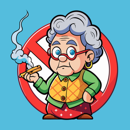 Grandma Prohibiting Smoking in a Health-Conscious Homeのイラスト素材