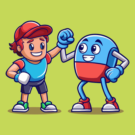 Elbow Bump Greeting Illustration for Social Distancing and Preventionのイラスト素材