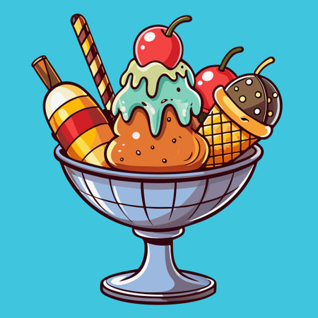 Vector Illustration of a Delightful Ice Cream Treat Comboのイラスト素材