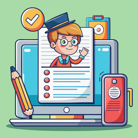 Modern Character Vector Illustration for Professional Online Curriculum Vitaeのイラスト素材