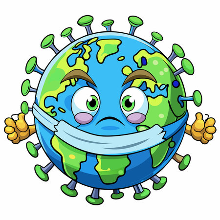 Intricate Illustration of Coronavirus Injecting the World Mapのイラスト素材