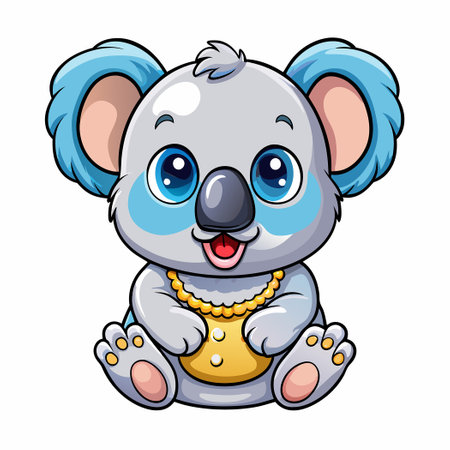 Adorable Baby Koala with Pacifier and Diaper in Cartoon Styleのイラスト素材