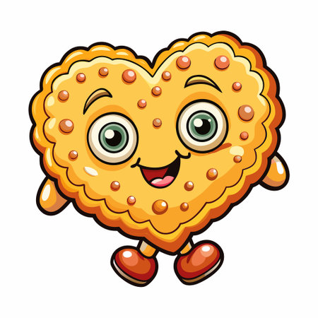 Enchanting Vector Icon of a Cute Heart-Shaped Biscuit with Love Motifのイラスト素材