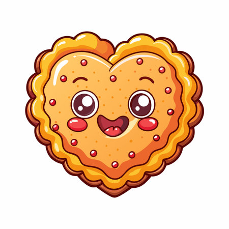 Adorable Cartoon Vector Icon of a Heart-Shaped Biscuit with Loveのイラスト素材