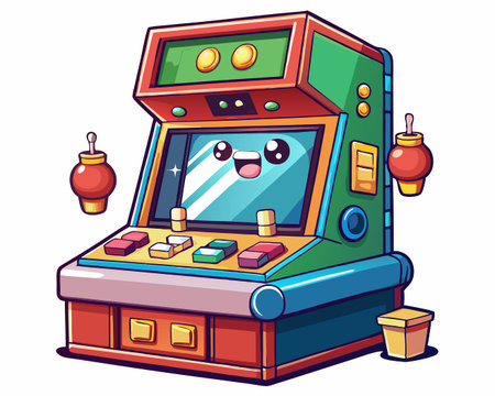 Cartoon Vector Icon Illustration of a Charming Cute Arcade Machine Gameのイラスト素材