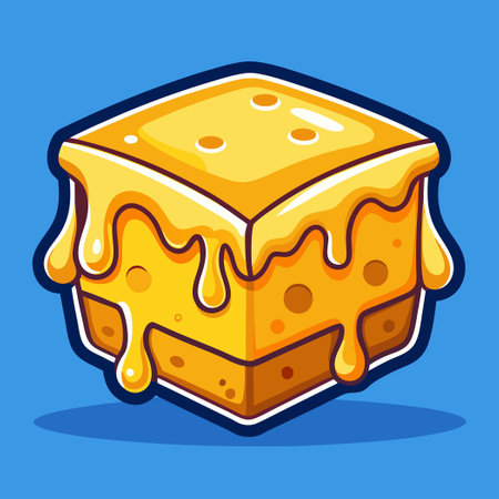 Melted Cheese Vector Icon Illustrating a Dropping Cheese Blobのイラスト素材