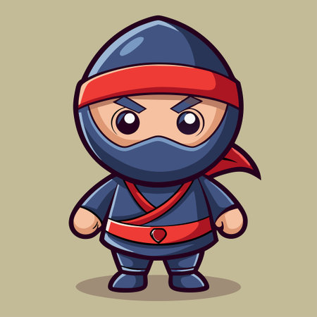 Adorable Ninja Vanishing in a Cloud of Smoke Vector Icon Illustrationのイラスト素材