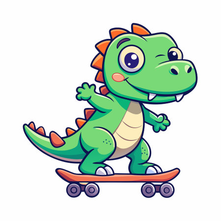 Adorable Dinosaur Shredding on a Skateboard: Vector Illustrationのイラスト素材