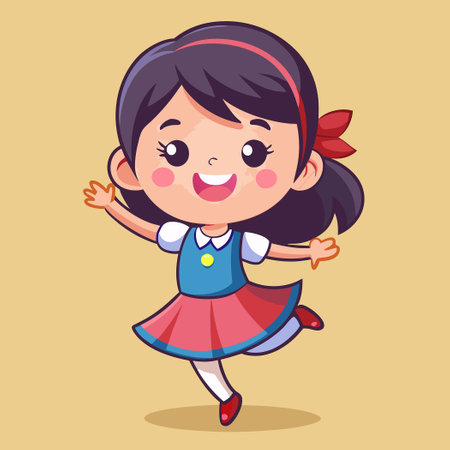 Lively Anime Schoolgirl Expressing Herself through Danceのイラスト素材