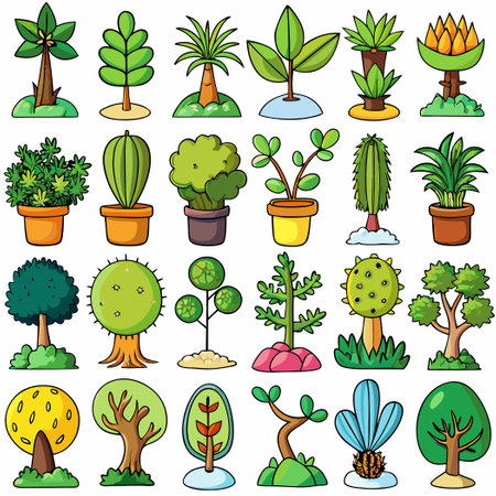 Extensive Collection of Diverse Plant Species and Arrangementsのイラスト素材