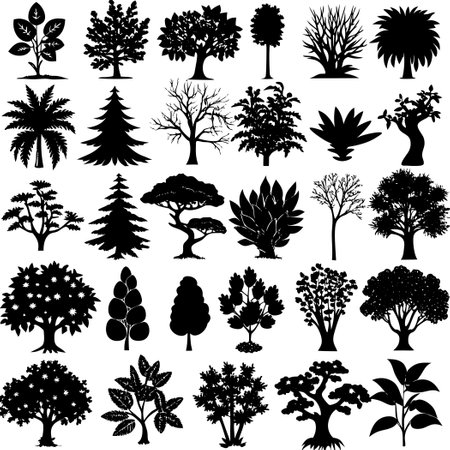 Extensive Collection of Diverse Plant Sets in Various Arrangementsのイラスト素材