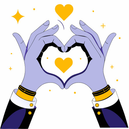 Illustrative Heart Gesture with Two Hands Connected by Interlocked Fingersのイラスト素材