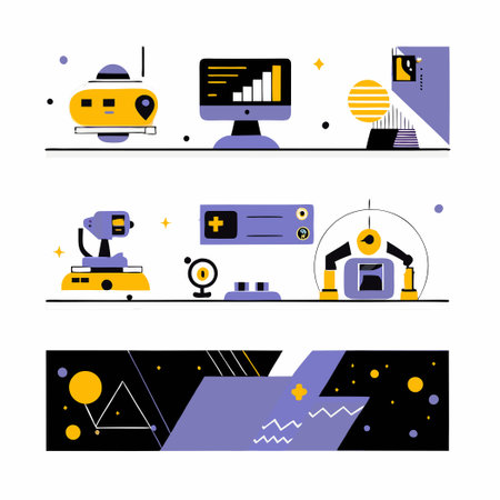 Neon-Colored Horizontal Banners Create Vibrant Visual Impactのイラスト素材