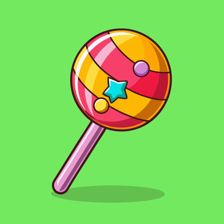Cute and Colorful Cartoon Illustration of a Lollipop Candyのイラスト素材