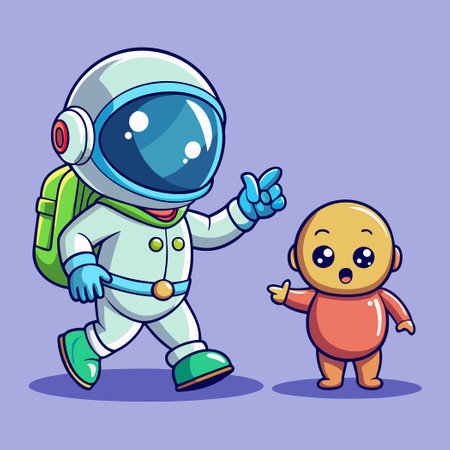 Space Explorer Baby's Adventure with Alien Doll and Teddy Bearのイラスト素材