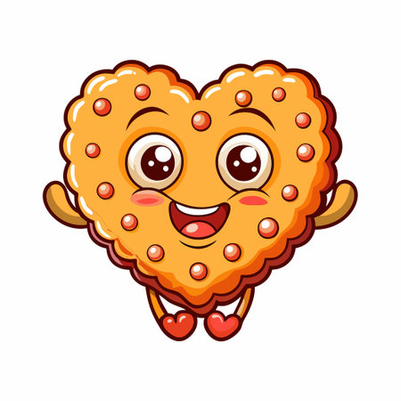 Cute Cartoon Vector Icon of a Love Heart-Shaped Biscuitのイラスト素材