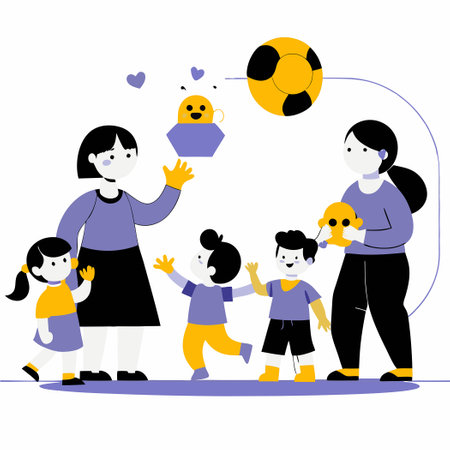 Toddlers Learning Essential Social and Emotional Skills in a Playful Environmentのイラスト素材