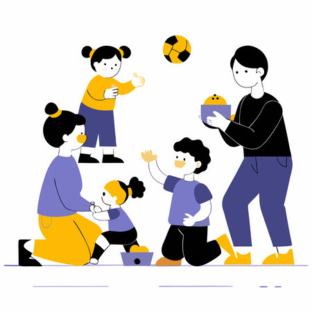 Toddlers' Social and Emotional Development in Playtime with Toys and Each Otherのイラスト素材