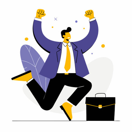 Man Elated with Joy at Receiving Job Offer Letterのイラスト素材