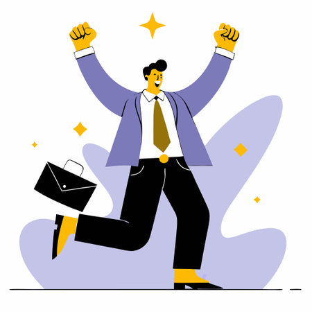 Man's Elation at Receiving Job Offer Promising Successのイラスト素材