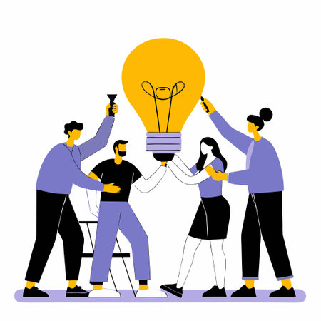 Group of Men and Women Collaborating on a Casual Projectのイラスト素材