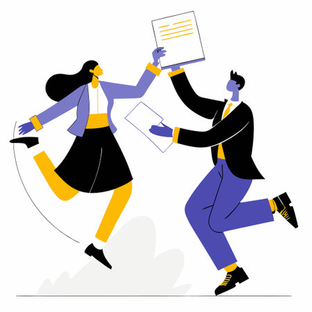 Business Professionals Collaborating on a Document During Aerial Travelのイラスト素材